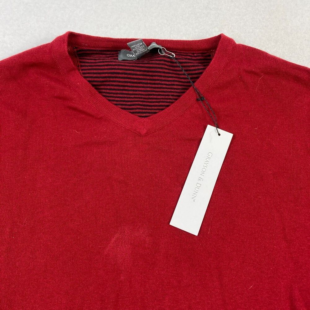 Grayson & Dunn Sweater Mens XL Red 100% Cotton V Neck Long Sleeve Casual NWT - Picture 4 of 12